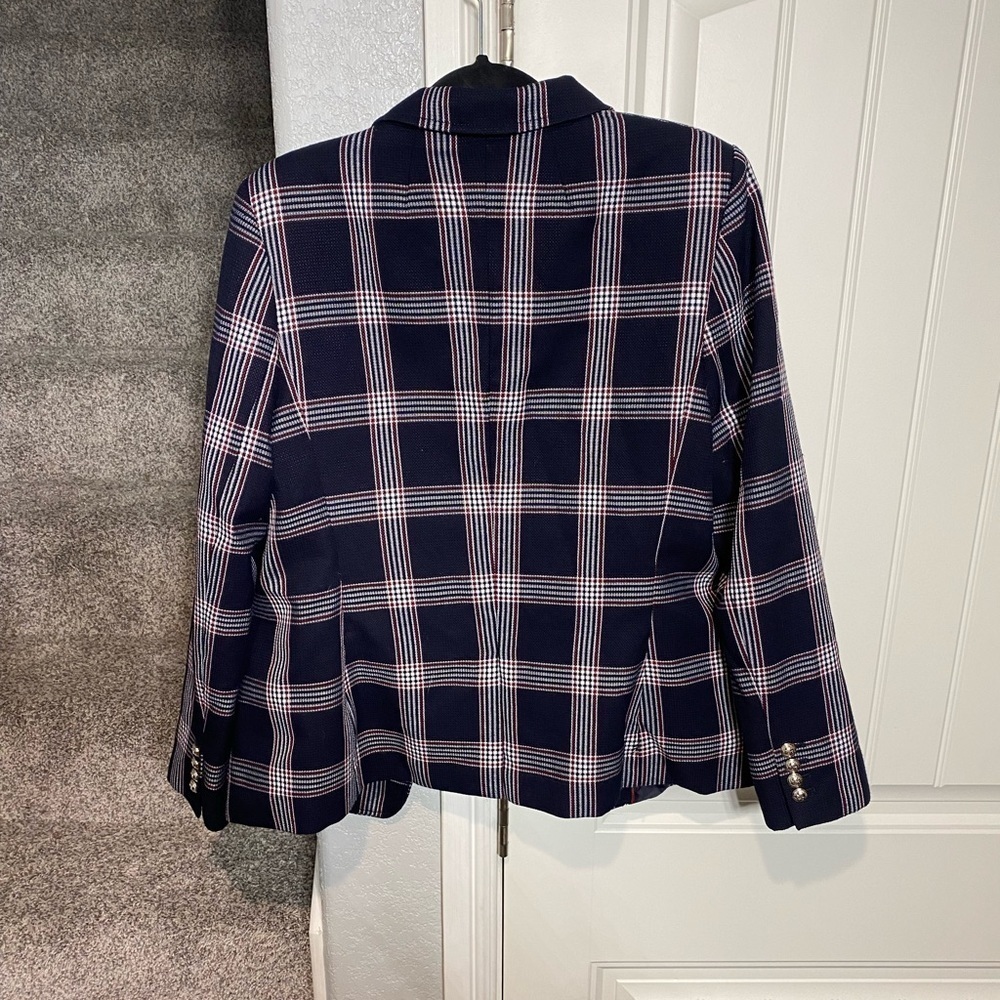 Tommy Hilfiger Tartan/Plaid Navy Blazer - Picture 8 of 9